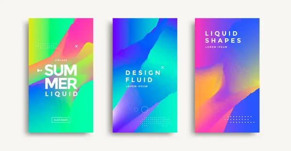 Liquid colorful geometric shapes cover set design — Stock Vector