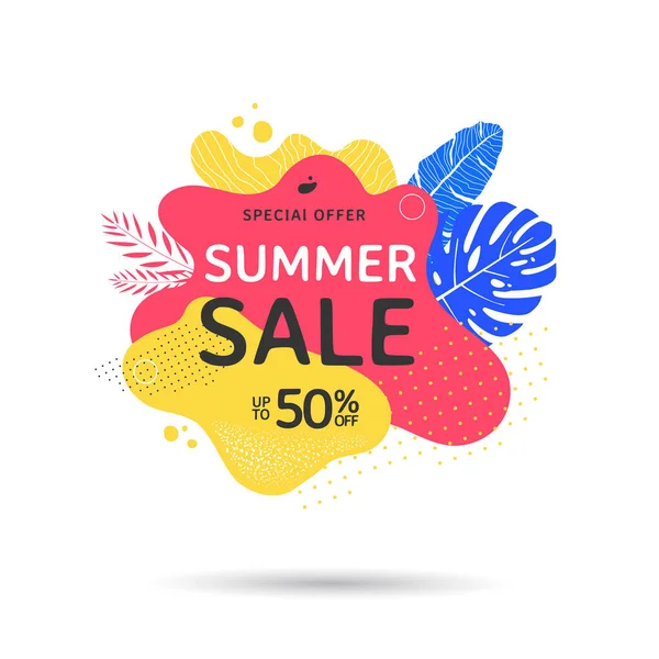 Summer sale banner design with abstract shapes — Stock Vector