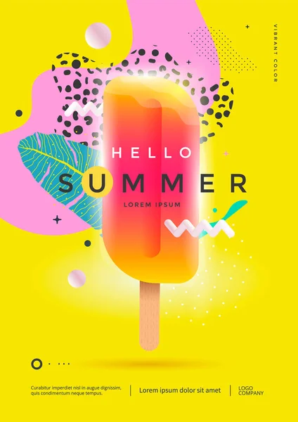 Hallo zomer poster ontwerp voor feest of verkoop — Stockvector