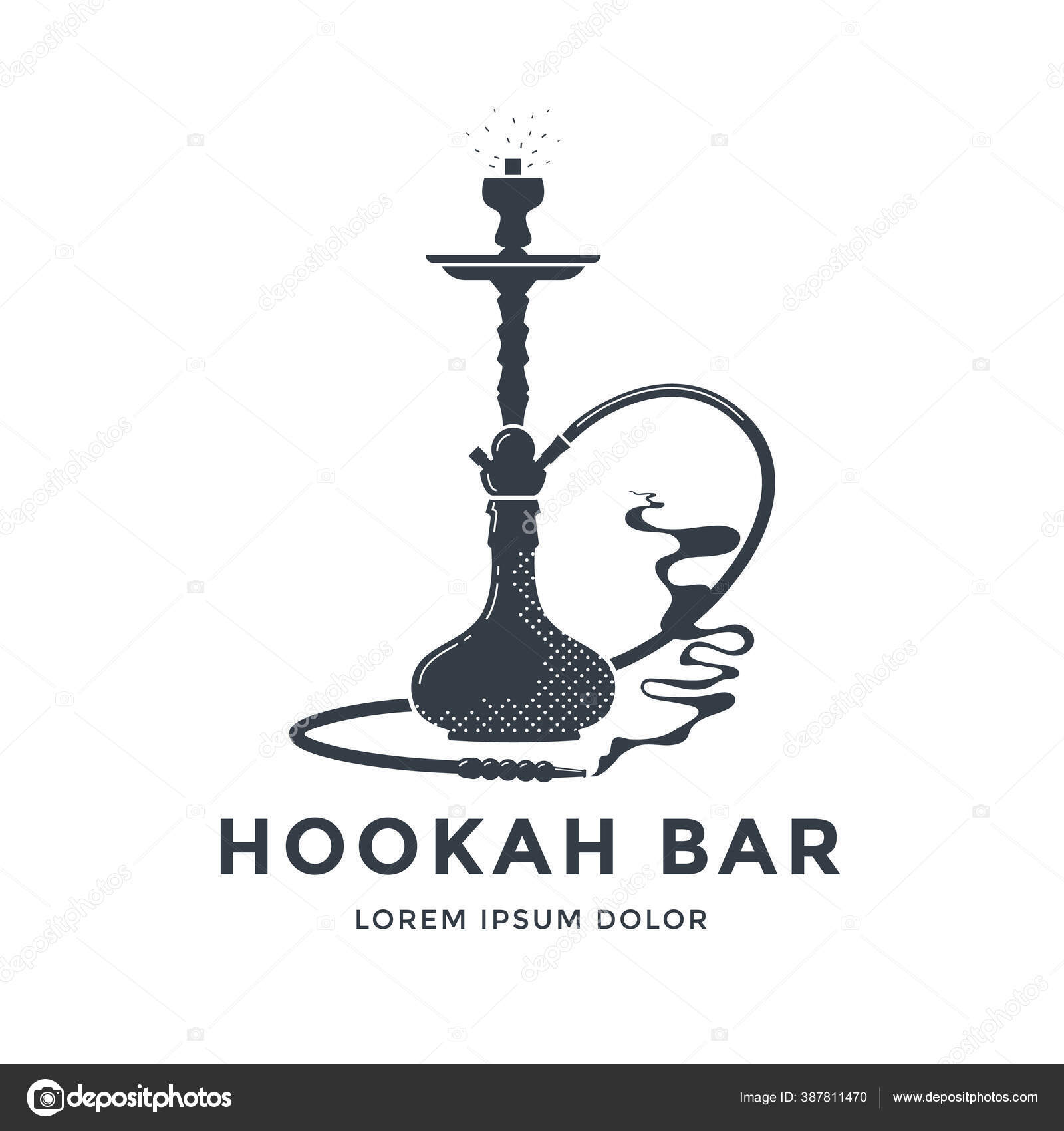 Hookah logo or emblem design. Shisha lounge bar Stock Vector Image by