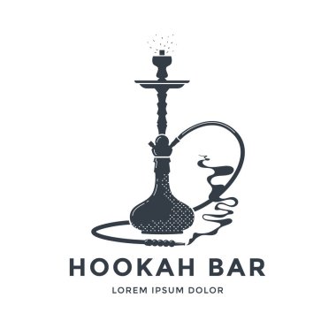 Nargile logosu ya da amblem tasarımı. Shisha Salon Barı