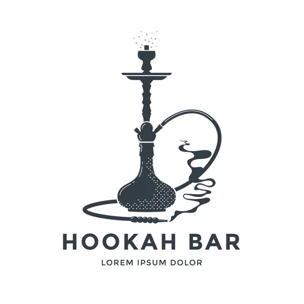 Logo Hookah atau desain lambang. Shisha lounge bar - Stok Vektor