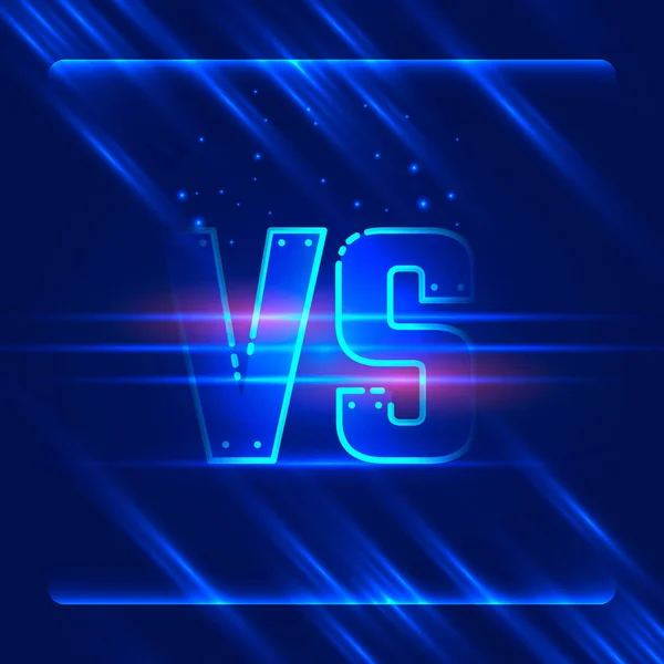 Versus diseño de pantalla. Letras azules de neón VS — Vector de stock