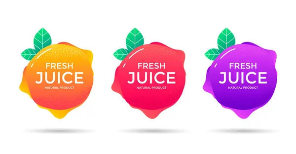 Étiquette de jus frais. Sticker design boisson naturelle. — Image vectorielle