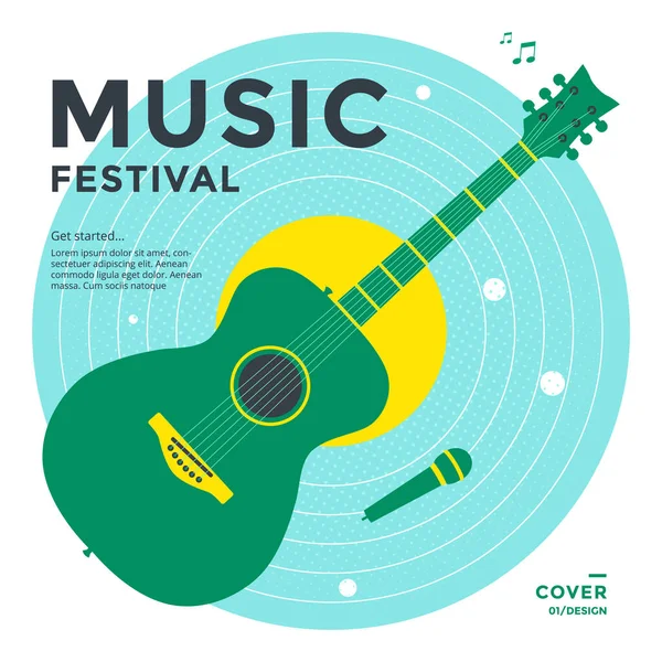 Πρότυπο σχεδιασμού αφίσας μουσικού φεστιβάλ με κιθάρα — Διανυσματικό Αρχείο