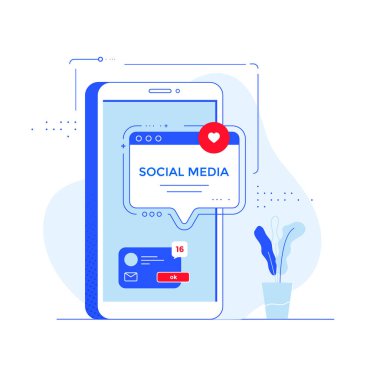 Sosyal medya ağı konsept vektör pankartı tasarımı