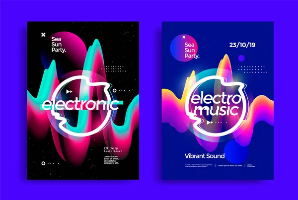 Soyut gradyan çizgileri olan elektronik müzik festivali posteri. — Stok Vektör