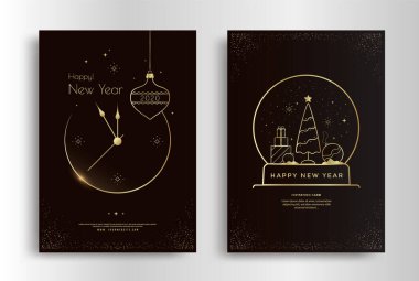 Mutlu yıllar 2020 tebrik kartı tasarım şablonu