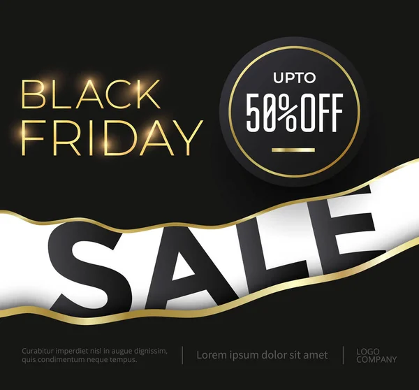 Black Friday Sale luxe banner met gouden tekst — Stockvector