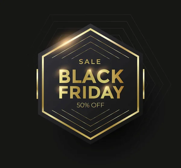 Black Friday Sale banner met gouden vorm — Stockvector