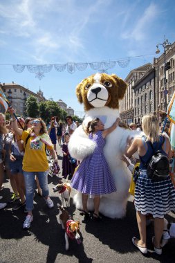 Kiev, Ukrayna - 10 Mayıs 2018: İkinci yıllık Jack Russell 2018 geçit Kiev.