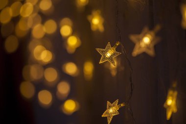 Garland arka plan bulanık ışıklar. Yeni yıl ve Noel