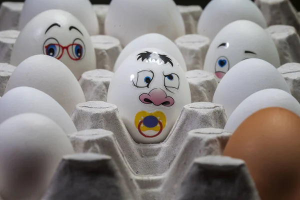 Maneira Criativa Pintar Ovos Para Páscoa Adesivos Originais Com Focinhos — Fotografia de Stock