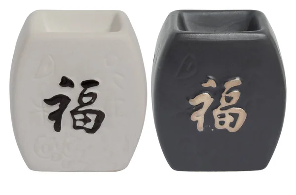 Ceramiczna Lampa Zapachowa Olejków Eterycznych Lamp Herbacianych Izolowane Białym Dla — Zdjęcie stockowe