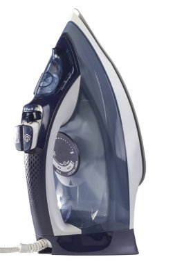 Beyaz arka planda demir, izole edilmiş. Demir dik durur.