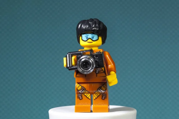 Kiev Oekraïne Oktober 2019 Lego Fotograaf Een Zonnige Dag Een — Stockfoto