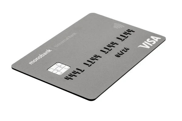 Monobank Karta Kredytowa Czarnym Chipem Odizolowanym Białym Tle Funkcja Pay — Zdjęcie stockowe