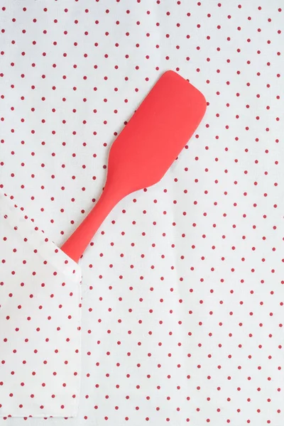 Red Silicone Spatula Apron Pocket Closeup — Stock Photo, Image