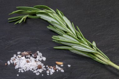 Koyu arkaplanda taze biberiye. Biberiye üst görünümü