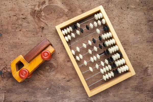 Abacus Vintage Sobre Fondo Madera —  Fotos de Stock