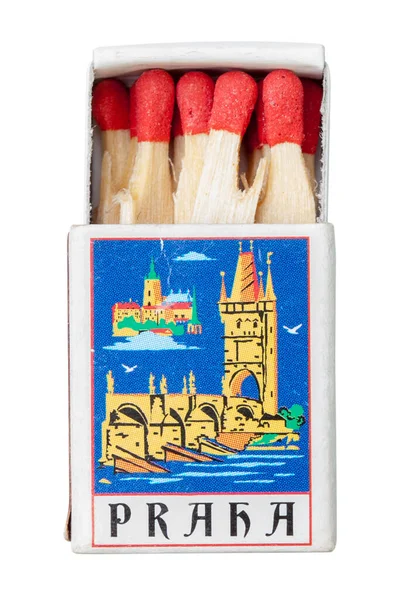 Prague Czech Republic June 2020 Souvenir Cardboard Matches Red Incendiary — Stock Photo, Image