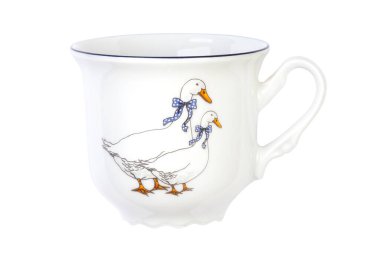 KIEV, UKRAINE - 28 Haziran 2020: içinde kaz resmi olan bir kupa. Geleneksel Çek porseleni Thun bernadotte