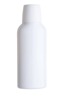 Beyaz arka planda jel şişesi izole edilmiş.