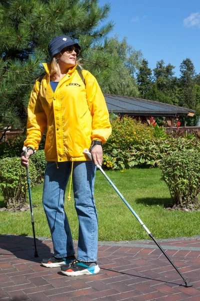 Kiev Ukraine Szeptember 2020 Nordic Walking Aktív Emberek Szabadtéri Sportok — Stock Fotó