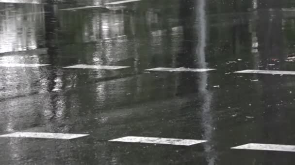 Αντανάκλαση Των Αυτοκινήτων Στη Βροχή Από Την Άσφαλτο — Αρχείο Βίντεο