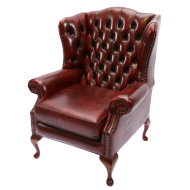 Beyaz arka plan üzerinde izole İngilizce Chesterfield stil deri koltuk
