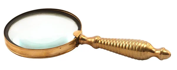 アンティーク調の虫眼鏡黄金の金属を処理の分離の白い背景 — ストック写真