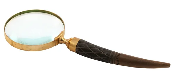 Antika stili Büyüteç kavisli bir şekilde dekore edilmiş saplı beyaz arka plan üzerinde izole