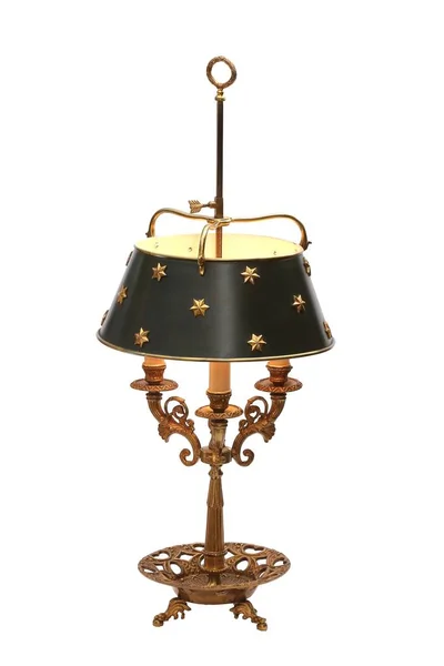 Lampada Bronzo Dorato Con Paralume Nero Decorato Con Stelle Dorate — Foto Stock