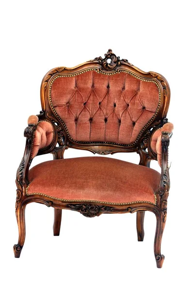 Francia Stílusú Fából Készült Fotel Elszigetelt Fehér Háttér — Stock Fotó
