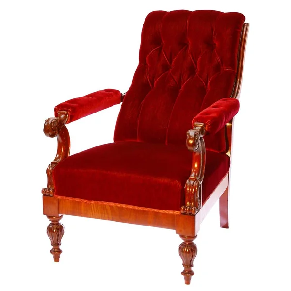 Francia Louis Philipp Stílus Royal Piros Fotel Elszigetelt Fehér Background — Stock Fotó