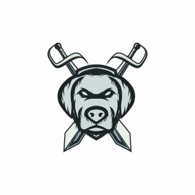 Köpek maskot logo gözden baş vektör tasarım illüstrasyon takım yarışı