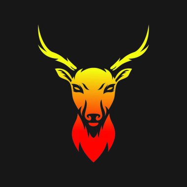 Geyik logo hayvanlar vektör tasarım kurt baş illüstrasyon ekip amblemi izole