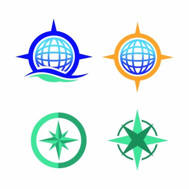 Pusula logo simgeler vektör amblemi gezinti seyahat izole keşif çizim