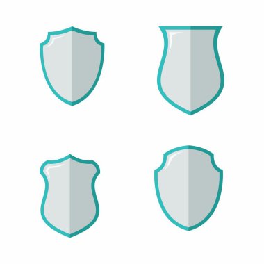 Kalkan vektör güvenlik tasarım öğesi amblemi illüstrasyon kavramı modern arka plan üzerinde beyaz