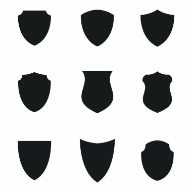 Kalkan vektör güvenlik tasarım öğesi amblemi illüstrasyon kavramı modern arka plan üzerinde beyaz