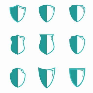 Kalkan vektör güvenlik tasarım öğesi amblemi illüstrasyon kavramı modern arka plan üzerinde beyaz