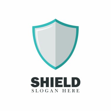 Kalkan vektör güvenlik tasarım öğesi amblemi illüstrasyon kavramı modern arka plan üzerinde beyaz