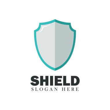 Kalkan vektör güvenlik tasarım öğesi amblemi illüstrasyon kavramı modern arka plan üzerinde beyaz