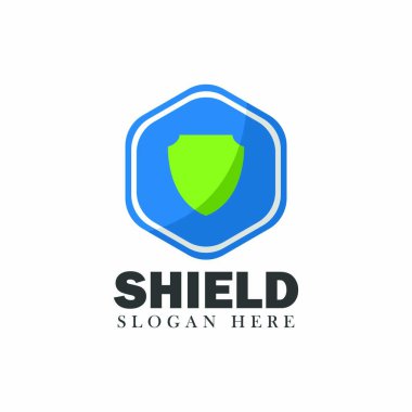Kalkan vektör güvenlik tasarım öğesi amblemi illüstrasyon kavramı modern arka plan üzerinde beyaz