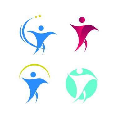 Sağlık insan şirket insanlar logo yaratıcı şablonu izole amblemi illüstrasyon vektör