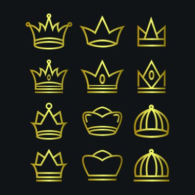 Crown royal Kral vektör logo tasarım soyut amblemi sigorta primi altın illüstrasyon izole