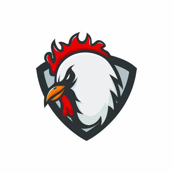 Mascota Pollo Vector Logotipo Emblema Cabeza Gallo Animal Ilustración — Vector de stock