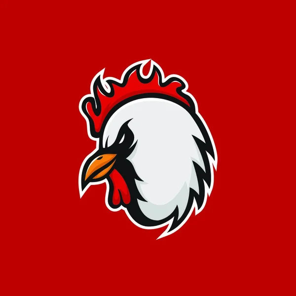 Mascota Pollo Vector Logotipo Emblema Cabeza Gallo Animal Ilustración — Vector de stock