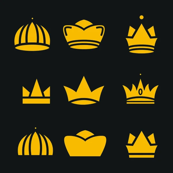 Krone Königlich König Vektor Logo Design Abstrakt Emblem Premium Gold — Stockvektor