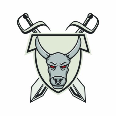 Boğa logo vektör baş spor maskot tasarım illüstrasyon amblemi işareti izole